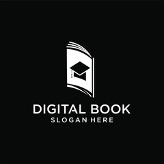 Book technology logo, Digital book logo design, online learning logo, digital book logo icon