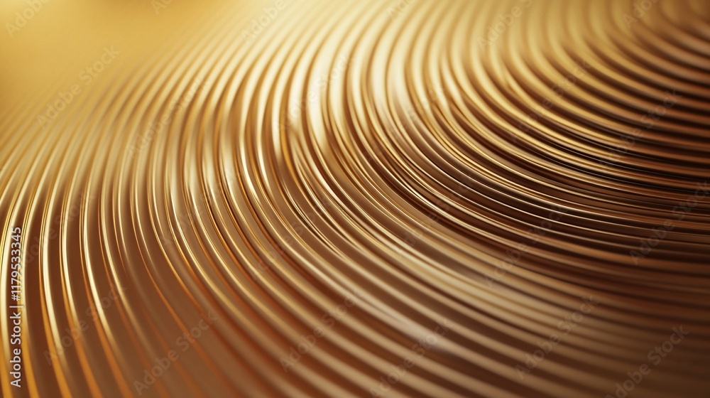 Poster golden wavy texture creating concentric circles with metallic shine
