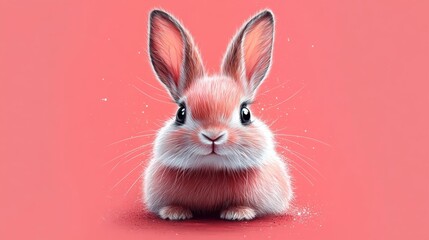 Adorable Bunny Illustration with Pink Background. Generative AI