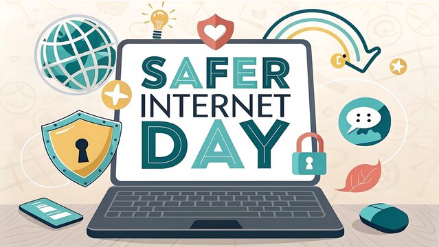 safer internet day online safety icons. safer internet day, Poster, Banner, Story.
