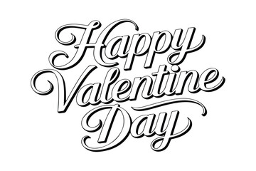 Lettering Happy Valentines Day typography text red heart Vector illustration