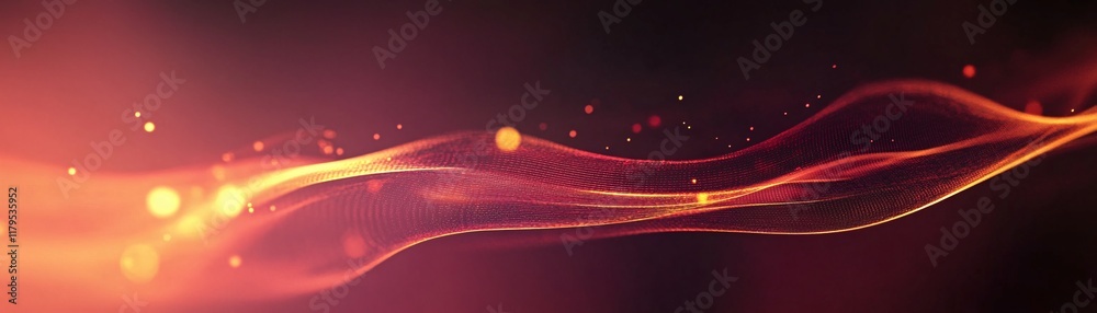 Aufkleber abstract red and orange particles flowing on dark background