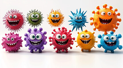 Collection of 3D germs isolated on white background