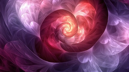 Fototapeta premium Abstract Swirling Spiral: Red, Purple, Pink Fractal Art Design. Dreamlike, Mystical, and Peaceful Energy Background