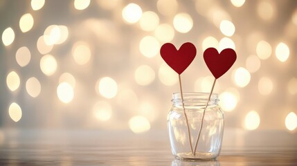 Simple and charming Valentine’s centerpiece with hearts and space for your personalized message