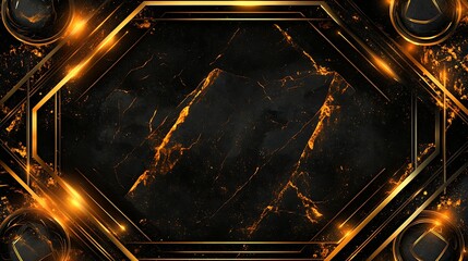 Abstract Black Marble Background With Gold Accents
