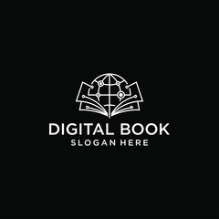 Book technology logo, Digital book logo design, online learning logo, digital book logo icon