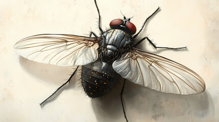realistic depiction houseflys wings