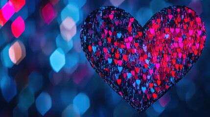 Fototapeta premium Luminous Crystal Heart Reflecting Light in Abstract Colorful Background