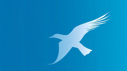 Fototapeta premium A stylized, modern bird in mid-flight silhouette serves as a sleek and soaring logo, conveying freedom, movement, and limitless possibilities on a bright blue background. Windborne. Illustration