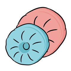 multicolor Pillows in flat cartoon style