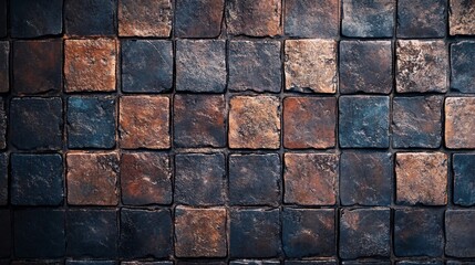 Obraz premium Dark and brown stone tiles creating a checkered pattern