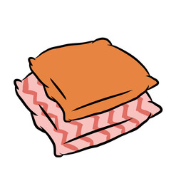 multicolor Pillows in flat cartoon style