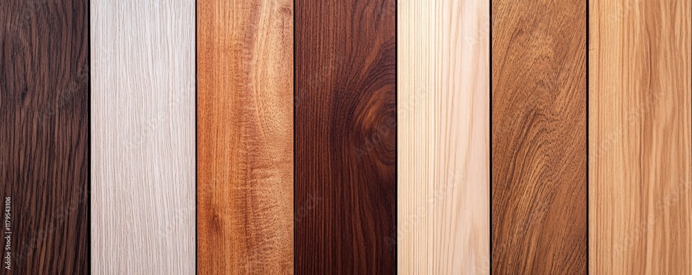 Poster Vertical wooden panels showing different colors and textures creating modern pattern