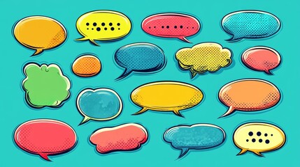 Comic blank text speech bubbles in pop art style vector illustration