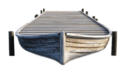 Functional Boat Dock for Watercrafts Isolated on White Background