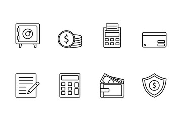 Finance and Banking Line Icons Set. Money Management Essentials
