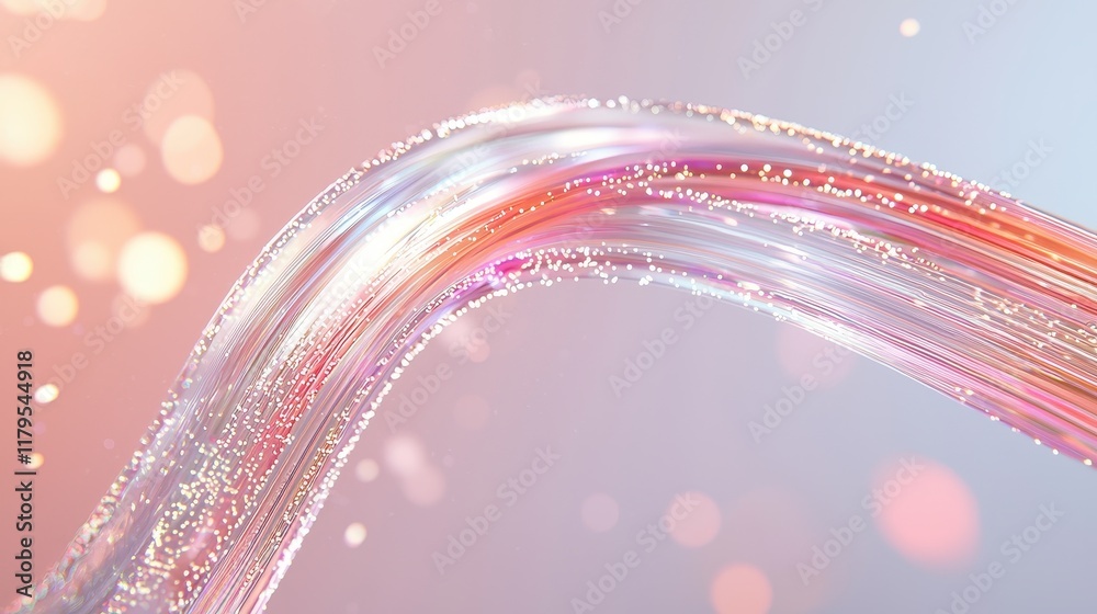 Poster colorful abstract curved lines with sparkles and soft bokeh background for creative design and digit