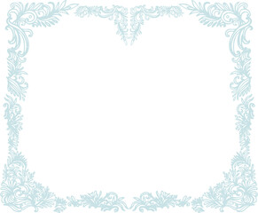 Happy New Year, Merry Christmas - light ornate frames imitating frost patterns on the windows. Monochrome (png) digital illustration in a flat style on a transparent background.
