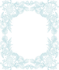 Happy New Year, Merry Christmas - light ornate frames imitating frost patterns on the windows. Monochrome (png) digital illustration in a flat style on a transparent background.
