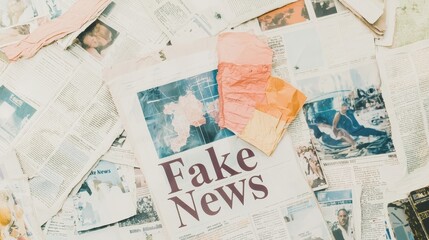 Collage of Newspapers Featuring Headlines on Fake News and Media Misrepresentation
