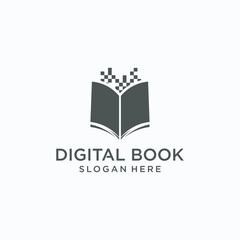 Book technology logo, Digital book logo design, online learning logo, digital book logo icon