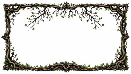 Tree Root Border Frame White Background Copy Space Area