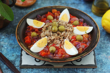 A traditional dish of Tunisian cuisine - Mechouia salad