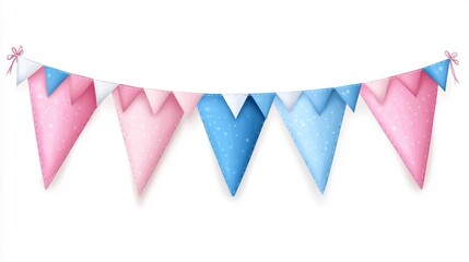Obraz premium Pastel Pink and Blue Bunting Flags. Generative AI