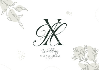 HX and XH wedding initial monogram logo