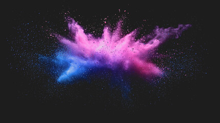 Vibrant Colorful Powder Explosion Against a Deep Black Background Creating a Dynamic and Energetic Atmosphere Evoking Joy and Celebration in a Stunning Visual Display of Colors