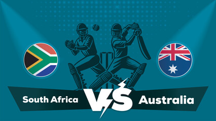 Fototapeta premium South Africa VS Australia Match , Australia Vs South Africa cricket match , Cricket match concept with creative illustration.eps