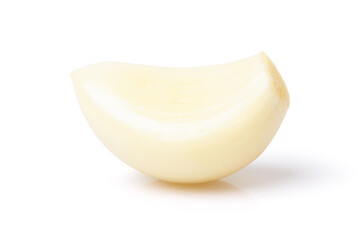 Peeled garlic isolated on white background