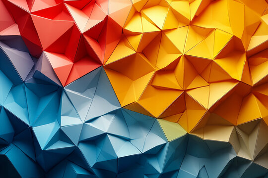 Colorful geometric paper art creates a vibrant and intricate pattern in a modern setting