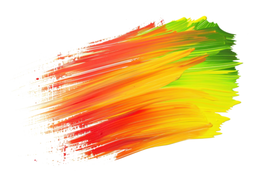 red yellow green brush stroke paint isolated