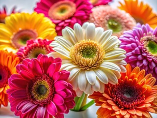 Fototapeta premium Elegant Still Life: Delicate Flowers Arranged on Pristine White Surface