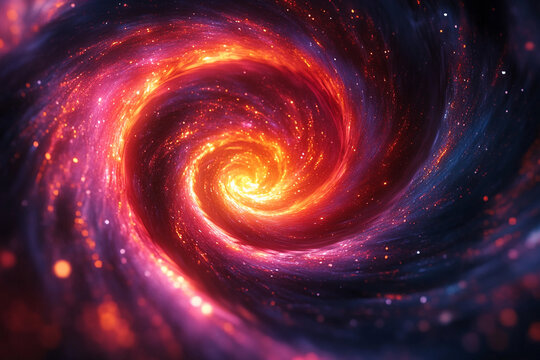 Swirling cosmic vortex with vibrant colors and bright stars in deep space