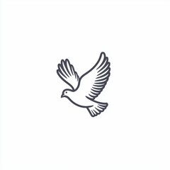 Obraz premium Simple Line Drawing of a Bird in Flight Against a White Background