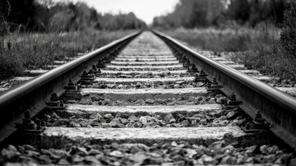Fototapeta premium Endless Journey: A Monochromatic Railroad Vista