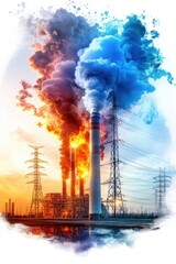 Vibrant industrial landscapes powered by sustainable energy innovations.