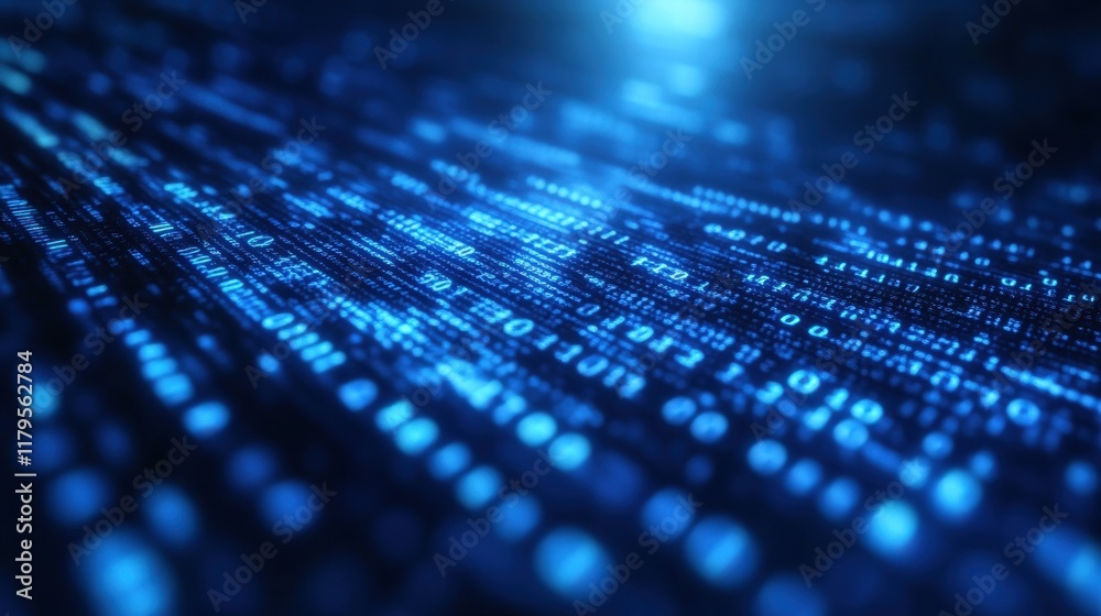 Aufkleber Blue Background Filled with Repeating Binary Code Creating a Futuristic Digital Atmosphere for Technology and Innovation