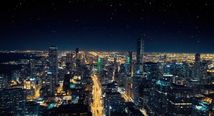 Fototapeta premium Bustling Urban Nightscape.