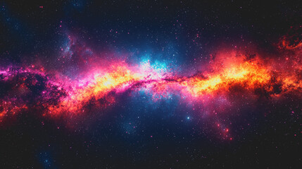 Naklejka premium Vibrant Cosmic Landscape Featuring a Colorful Galaxy Filled with Twinkling Stars and Ethereal Nebulas Creating a Mystical and Enchanting Atmosphere of Galactic Wonder and Beauty
