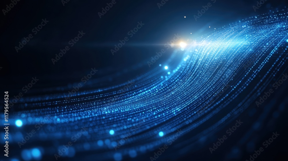 Poster futuristic abstract technology background with cascading binary code creating a digital aesthetic fo