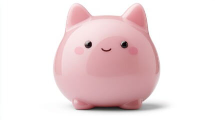 Adorable pink pig with a big smile, cartoon character full of joy smiling