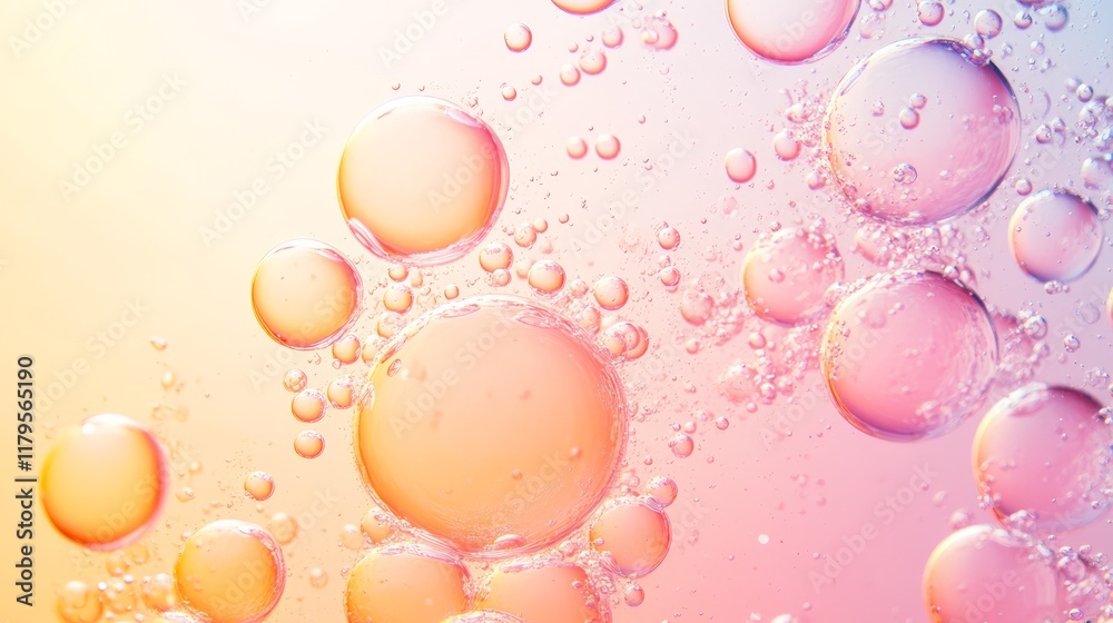 Poster captivating abstract close up featuring various bubble sizes with translucent surfaces reflecting a 