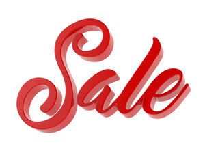 Red sale on white background. Isolated 3D illustration