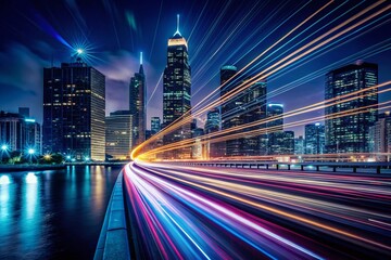 Fototapeta premium Flat Line Design Header: Abstract Long Exposure Startup Background