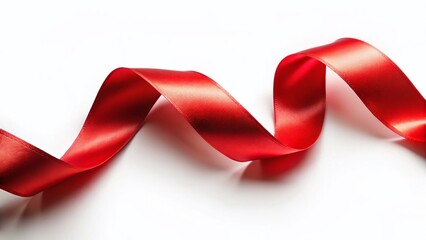 Flowing Red Ribbon: Elegant Long Exposure Photography on White Background, PNG