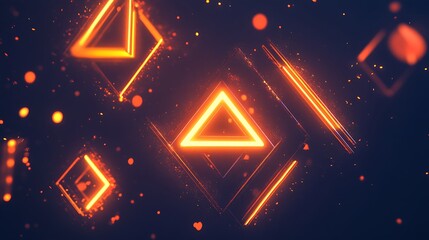 Obraz premium Glowing Orange Triangles and Diamonds Abstract Art